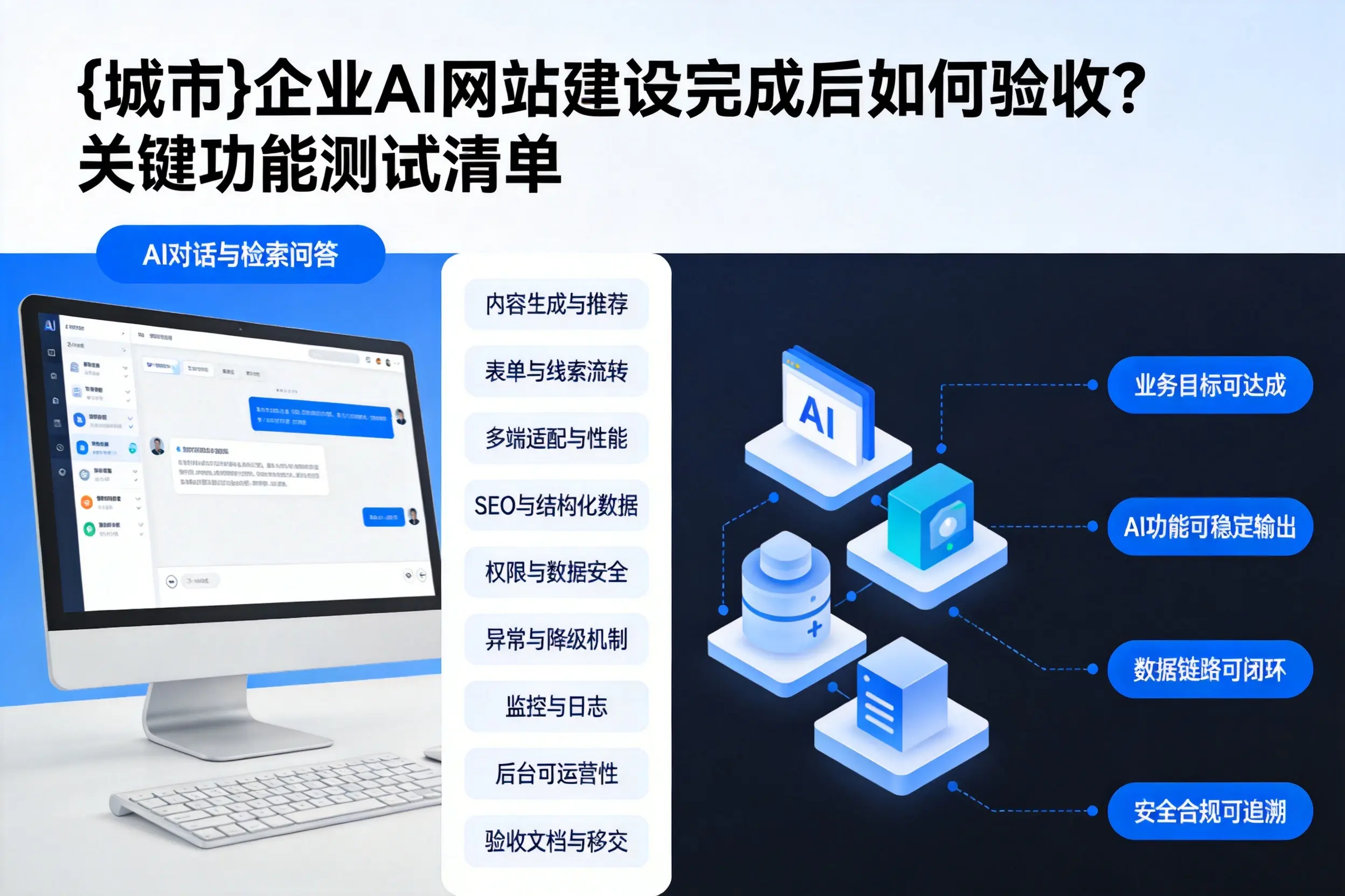 湛江企业AI网站建设完成后如何验收?关键功能测试清单