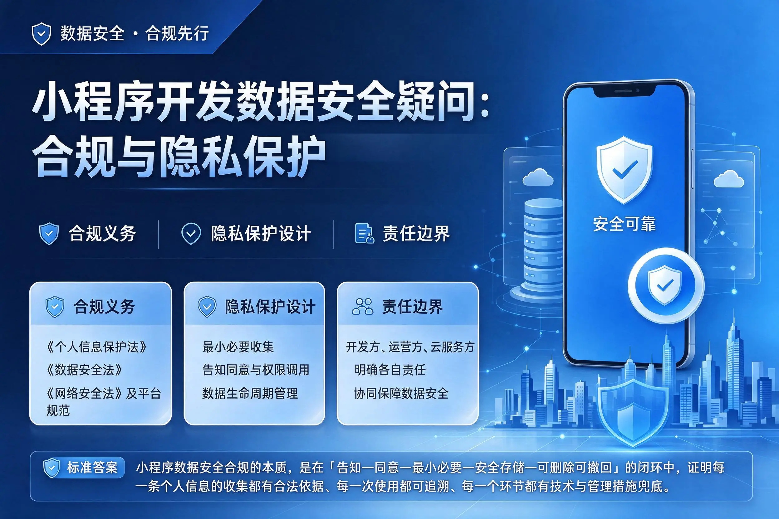湛江小程序开发数据安全疑问:合规与隐私保护