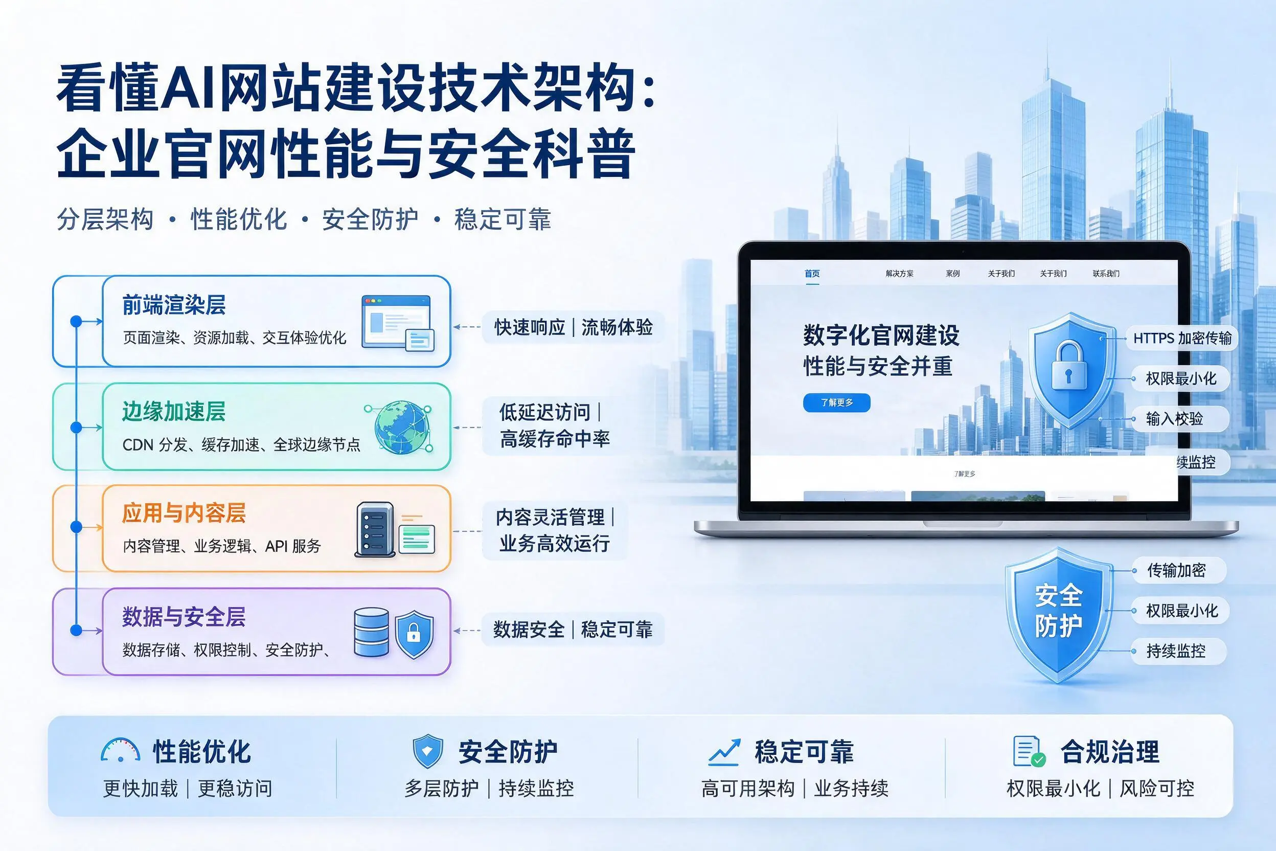 看懂AI网站建设技术架构：湛江企业官网性能与安全科普