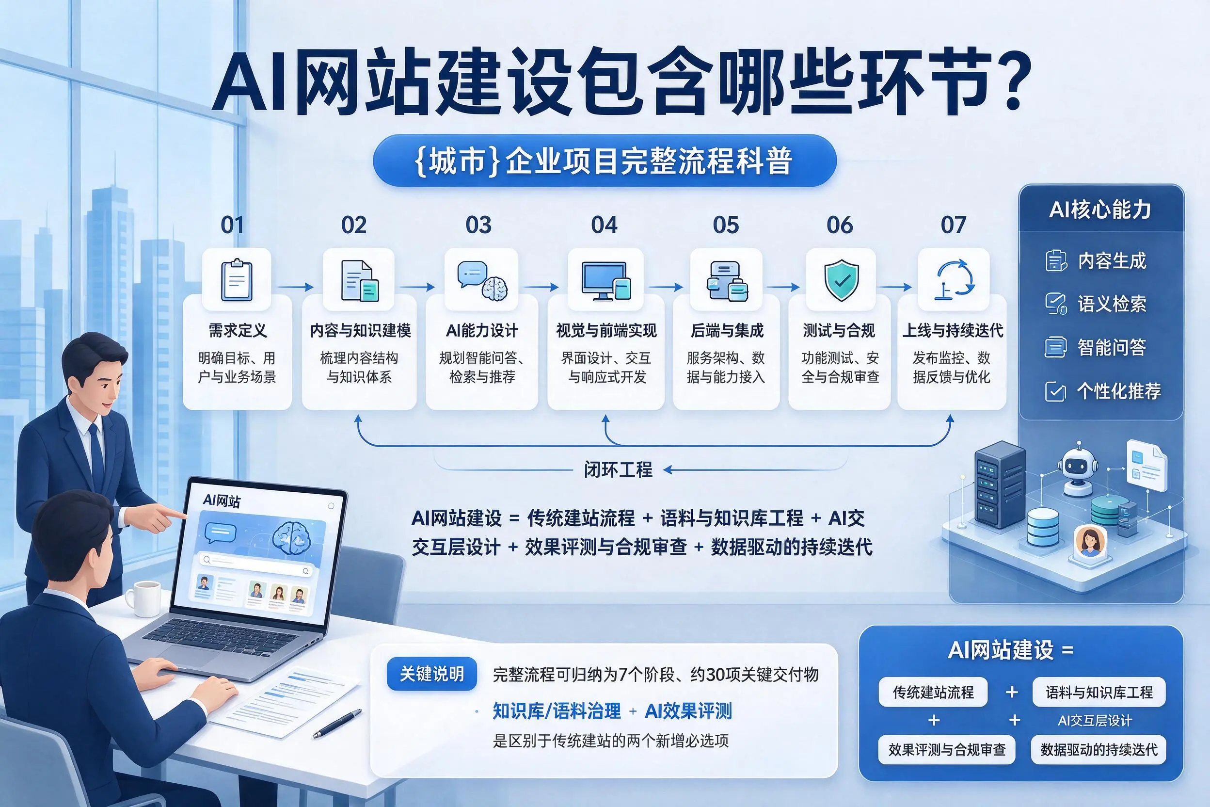 AI网站建设包含哪些环节？湛江企业项目完整流程科普