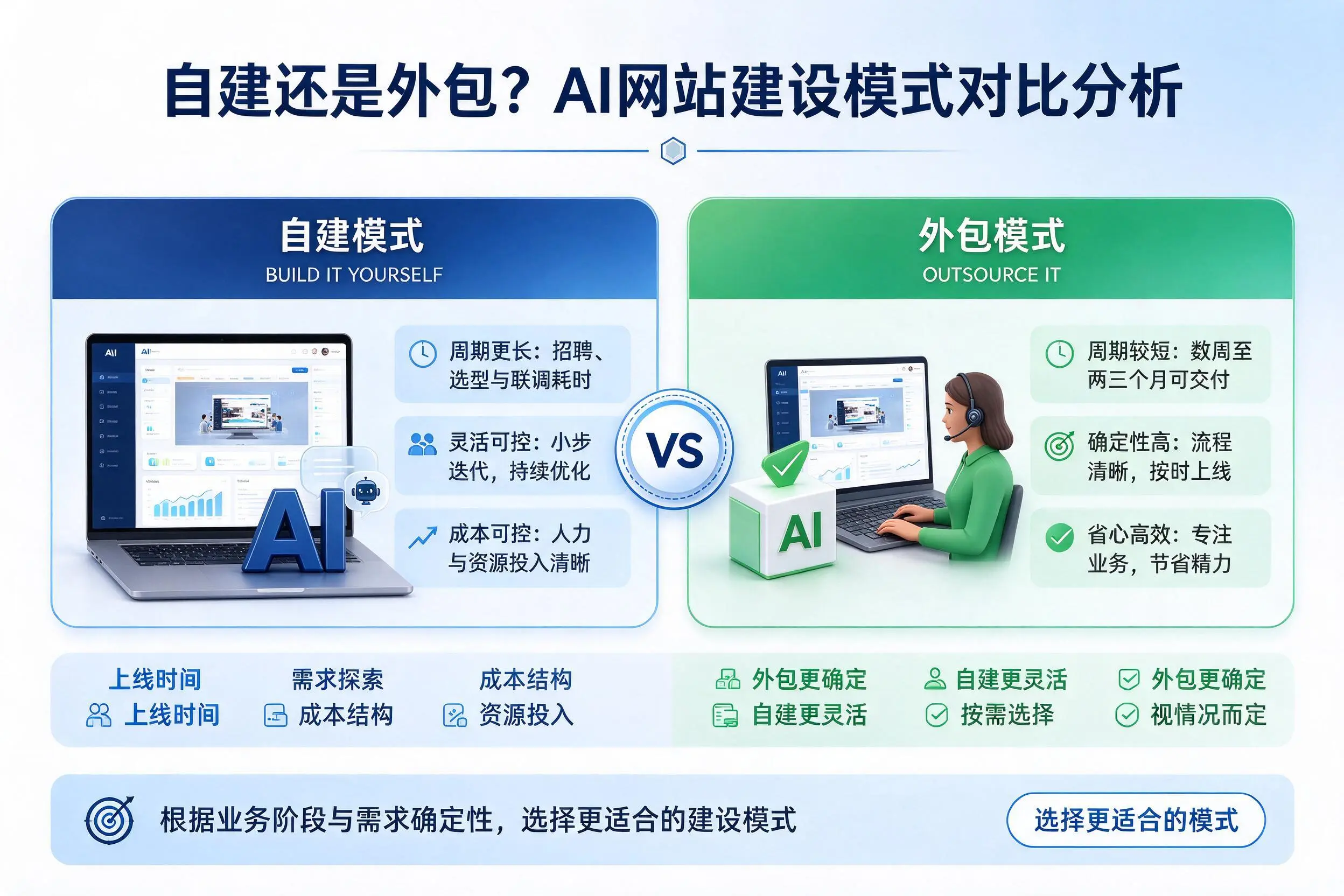 自建还是外包？湛江AI网站建设模式对比分析