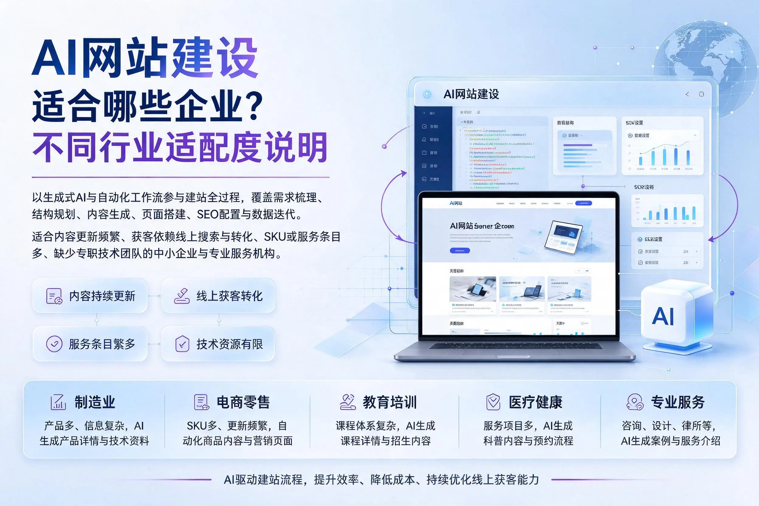 AI网站建设适合哪些企业？湛江不同行业适配度说明